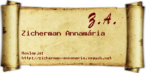 Zicherman Annamária névjegykártya